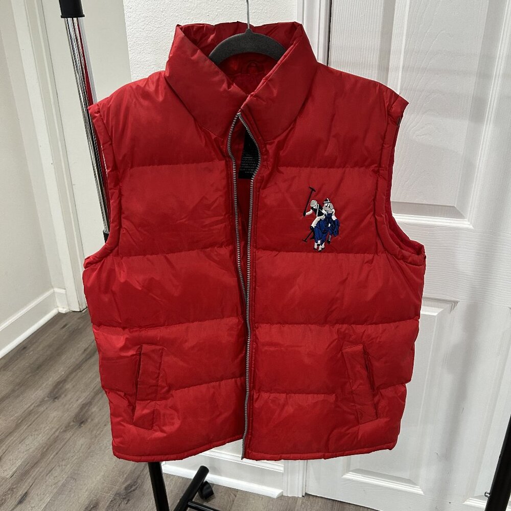 US Polo Assn Red Puffer Vest Unisex Size L